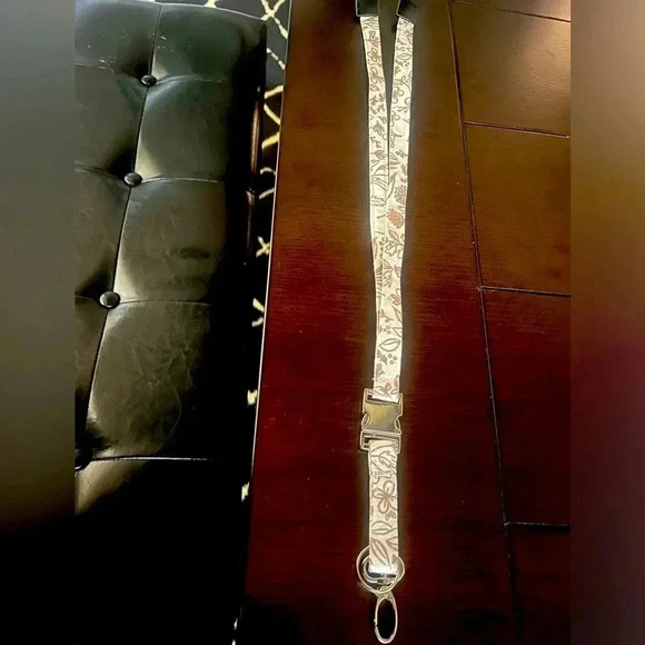 Other - White & Brown Floral Lanyard